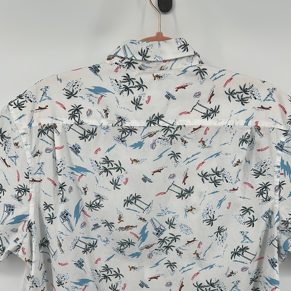 Original Penguin White&Blue Surfer&Beach Design Casual Button Down Shirt Sz Lg - Picture 11 of 11